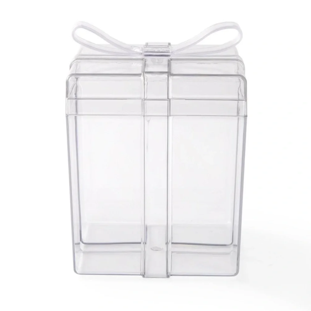 New Target Bullseye Clear Acrylic PRESENT GIFT BOX CONTAINER Fillable Bow Vessel